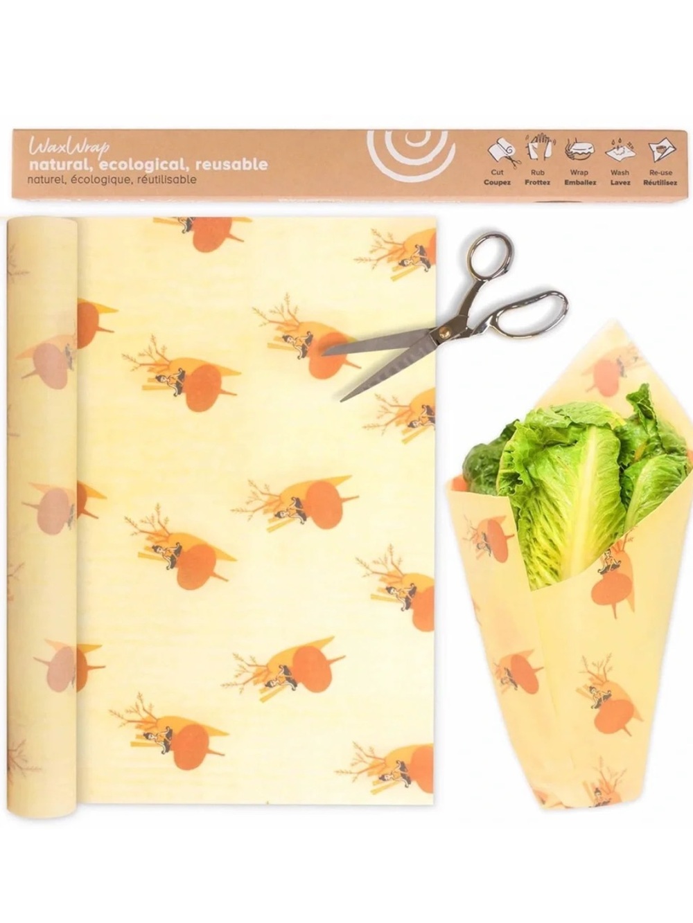 Waxwrap Beeswax Organic Cotton Food Roll Wrap Storage Reusable Adjustable